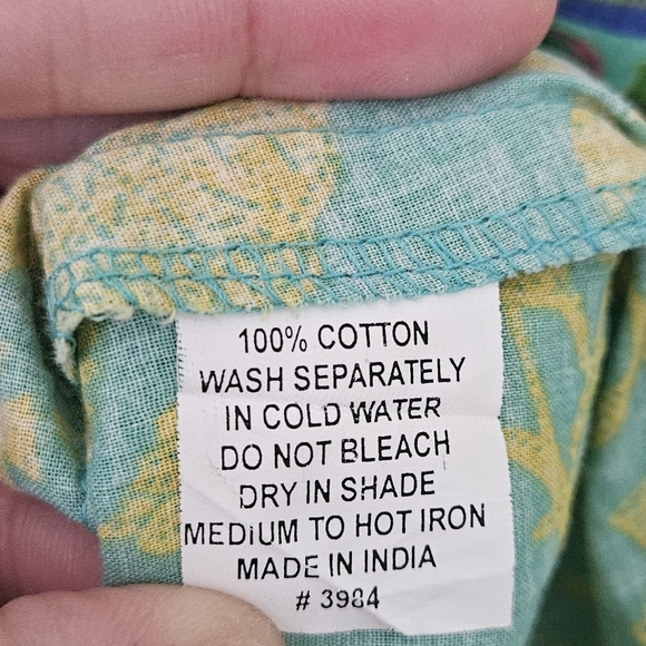 Biba 100% Cotton Floral Embroidered Green, Pink, And Yellow Kurta Dress Sz 38/XL - Picture 7 of 8